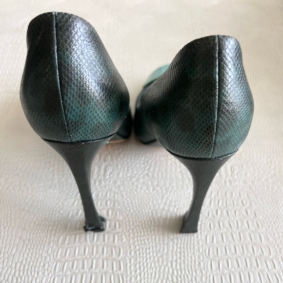 Christian DIOR Green Lizard Peep Toe Platform Heels Pumps - Picture 6 of 11